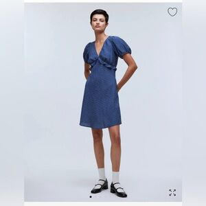 NWT Madewell Puff-Sleeve Ruffle Mini Dress in Polka Dot size 2